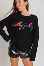 Load image into Gallery viewer, Black Rainbow Holly Jolly Tinsel Sweater
