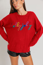 Load image into Gallery viewer, Red Rainbow Holly Jolly Tinsel Sweater
