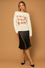 Load image into Gallery viewer, Cream Candy Cane Queen Tinsel Sweater
