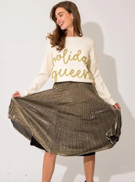 Cream Holiday Queen Tinsel Sweater