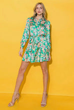 Load image into Gallery viewer, Silky Green Floral Dress
