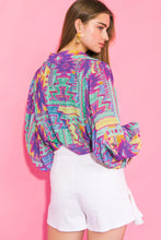 Load image into Gallery viewer, Turquoise Retro Print Top
