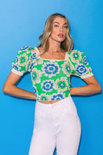 Load image into Gallery viewer, Groovy Green Floral Sweater Top
